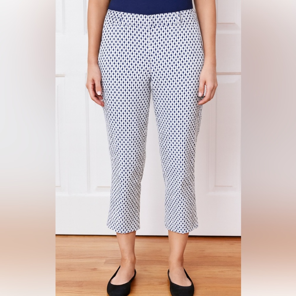 Roz & Ali Navy and White Capri/ankle pants